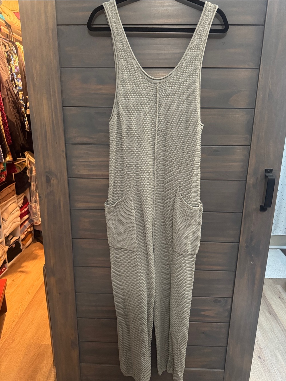 Free People Sleeveless Knit Jumpsuit in Taupe